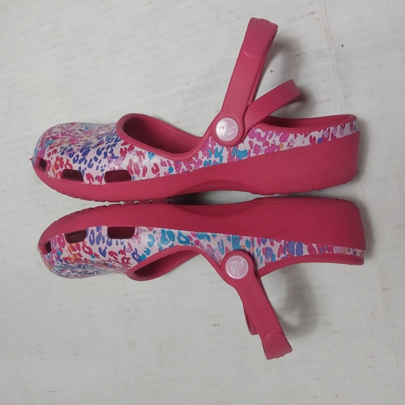 Crocs Karin Mary Jane Slip-on Clogs, Pink Leopard Lightweight Sandals Si… - Picture 3 of 13